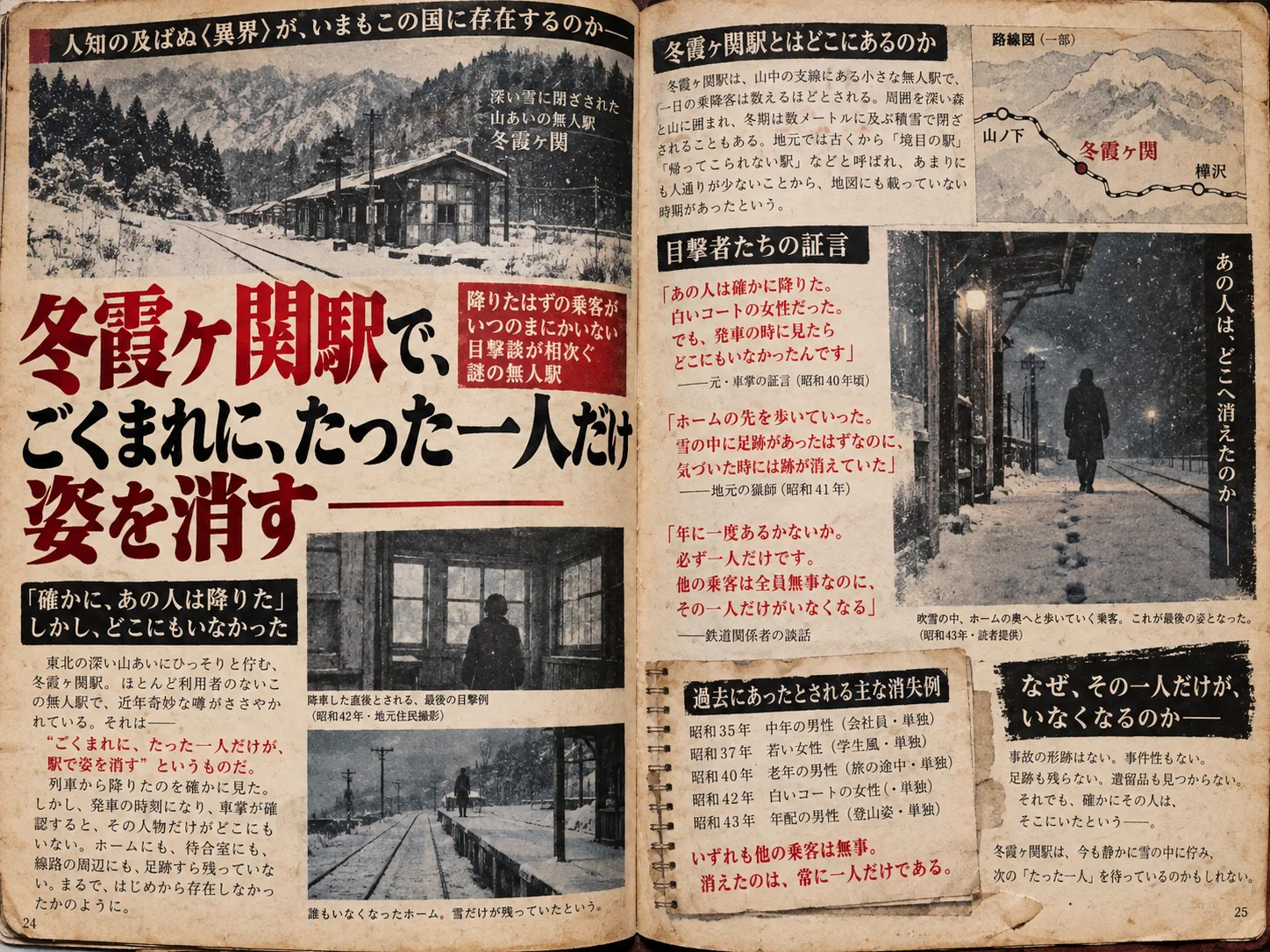冬霞ヶ関駅の噂を扱った当時のオカルト雑誌